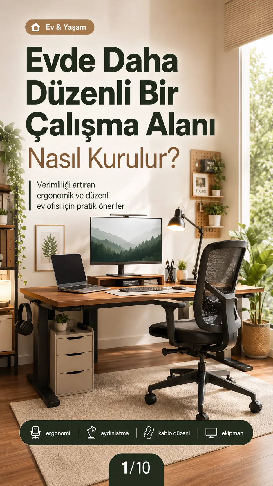 Evde Daha Düzenli Bir Çalışma Alanı Nasıl Kurulur? — Ev & Yaşam görsel rehberi