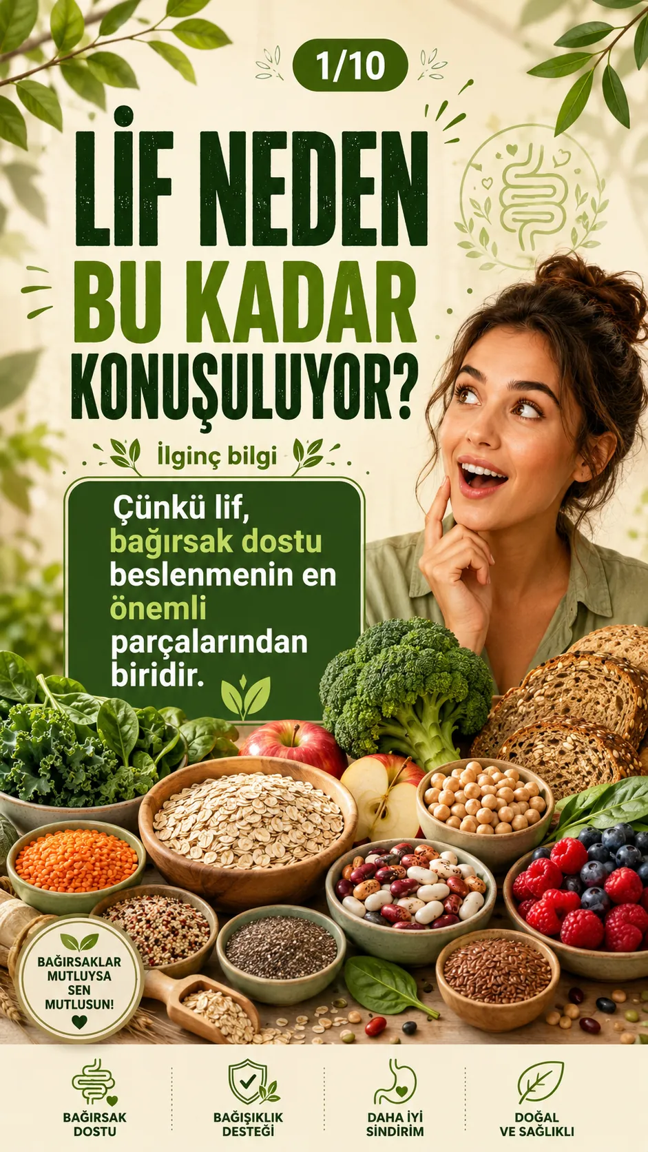 Lif Neden Bu Kadar Önemli? 10 Slaytta Lif Rehberi — Sağlıklı Yaşam görsel rehberi