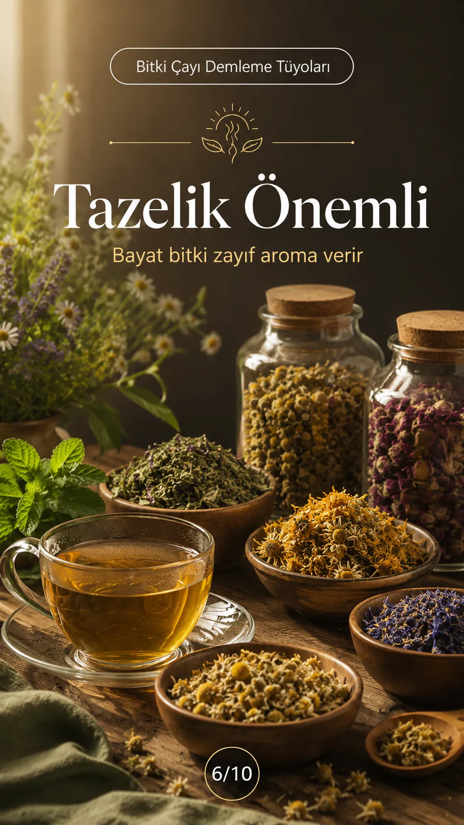 Taze bitkilerle aroması güçlü bitki çayı hazırlama
