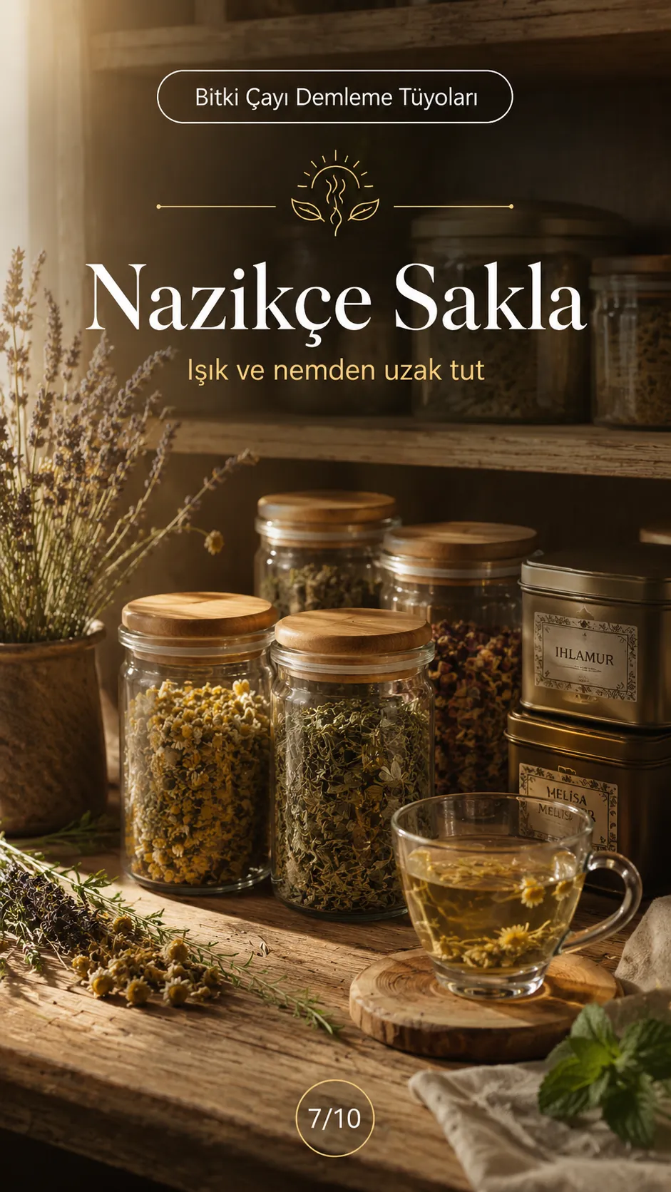 Bitki çaylarını ışık ve nemden uzak saklama