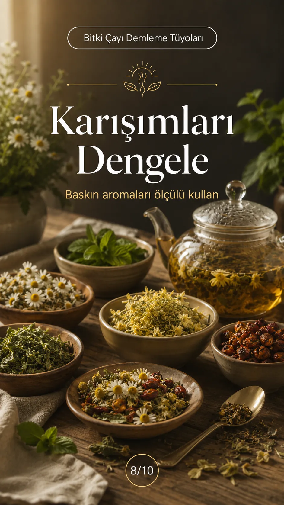 Bitki çayı karışımlarını dengeli hazırlama