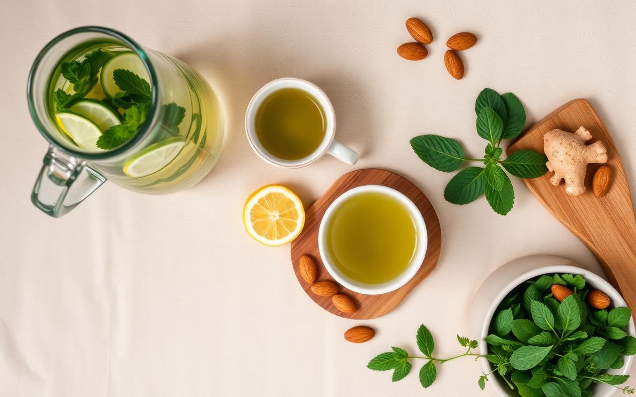Detoks Haftası: 7 Günlük Hafifleme ve Toparlanma Rehberi • Sağlıklı Beslenme • Harika Bir Tavsiye Detoks Haftası: 7 Günlük Hafifleme ve Toparlanma Rehberi — Detoks haftası için cam sürahide limonlu su, yeşil bitki çayı,…